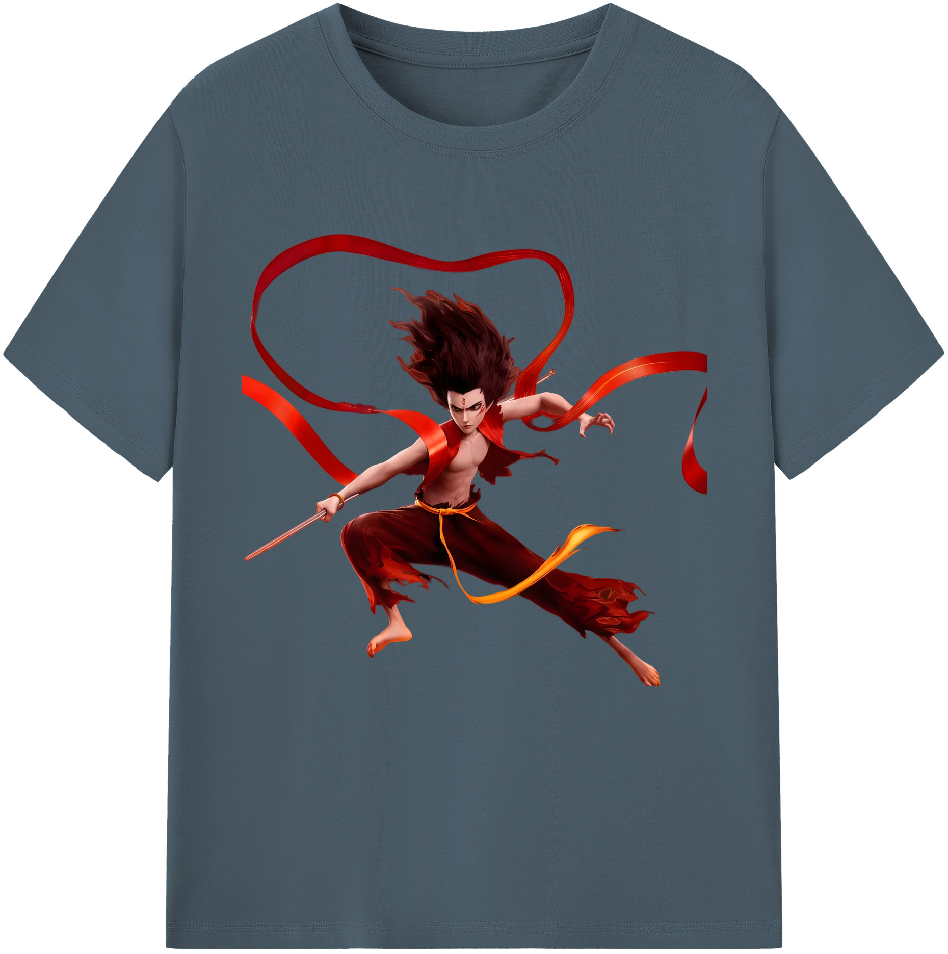 （画像用） Ne Zha 2 ナタ 魔童の大暴れ 綿100％半袖Tシャツ（フロントプリント）